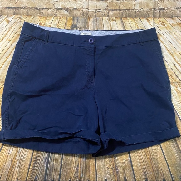 crown & ivy Pants - Crown & Ivy Blue Caroline Cotton Stretch Chino Shorts